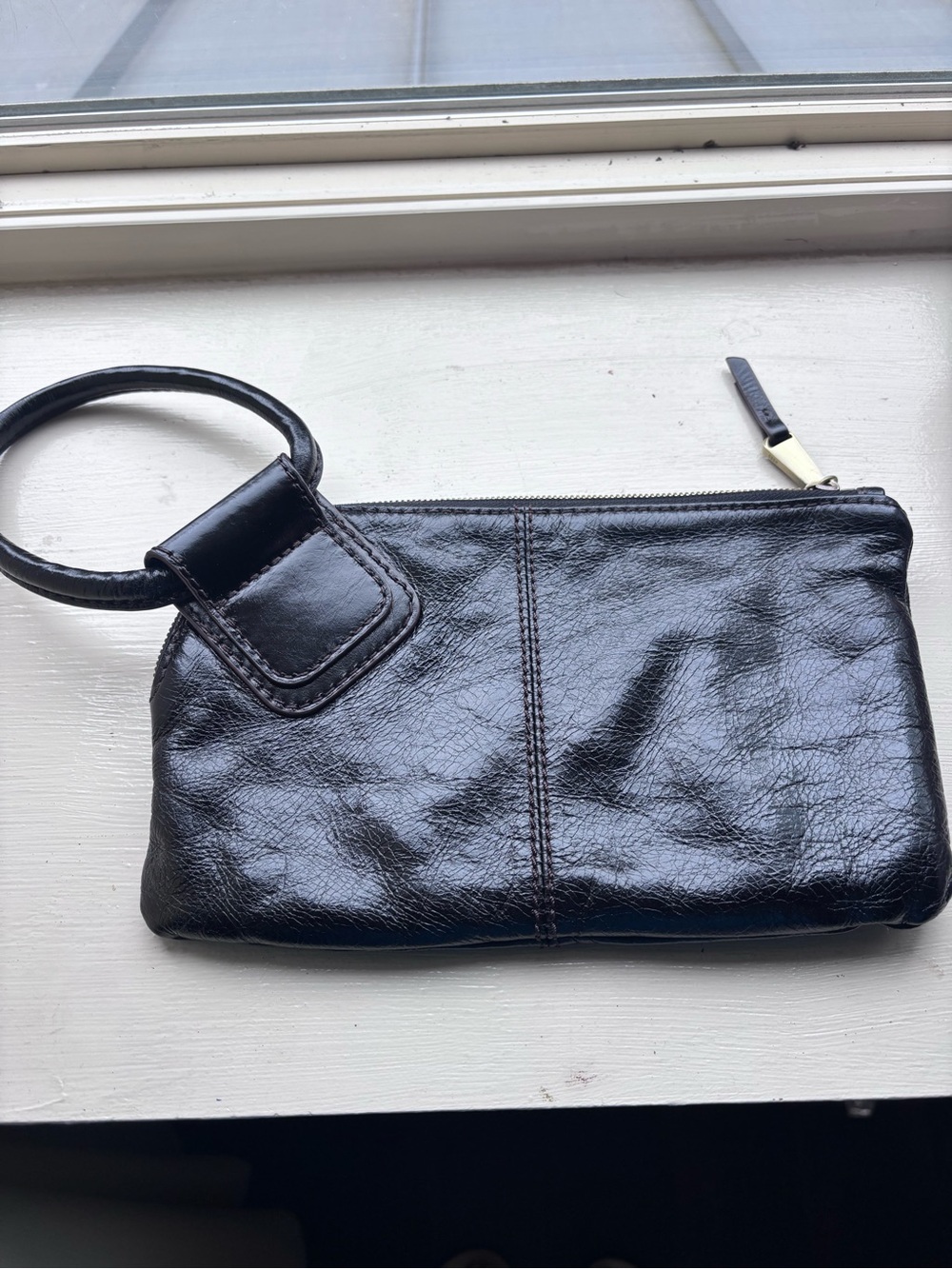 HOBO Black Leather Wristlet Hobo Clutch